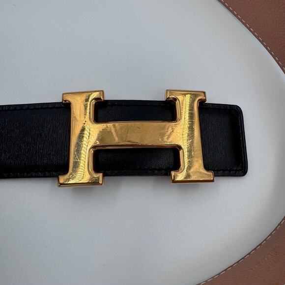 Hermes H Constance Black Brown Leather Belt GHW 65 cm 25.5" XSmall XS CoA - Picture 2 of 9